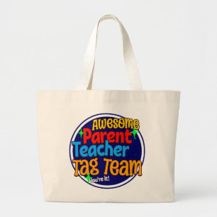 School Teacher Parent TAG TEAM Large Tote Bag