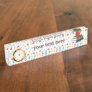 School Teacher Pattern Colorful Nameplate