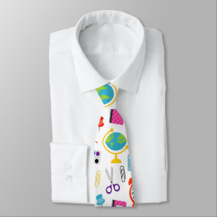 School Teacher Pattern Colorful Tie