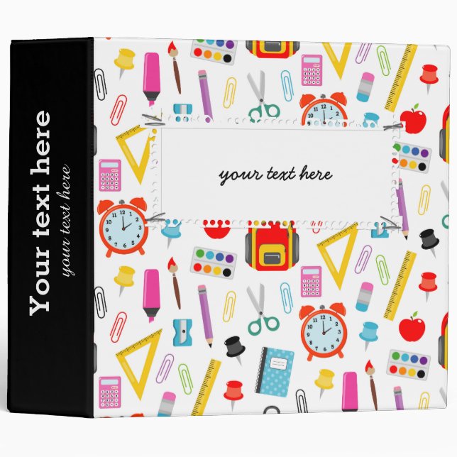 School Teacher Pattern Colourful Binder (Front/Spine)