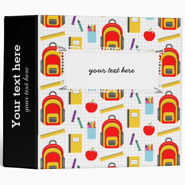 School Teacher Pattern Colourful Binder (Front/Spine)