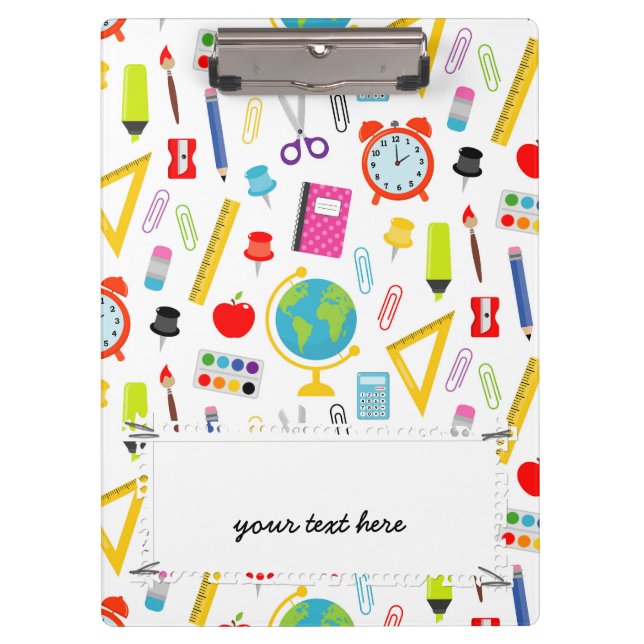 School Teacher Pattern Colourful Clipboard (Front)