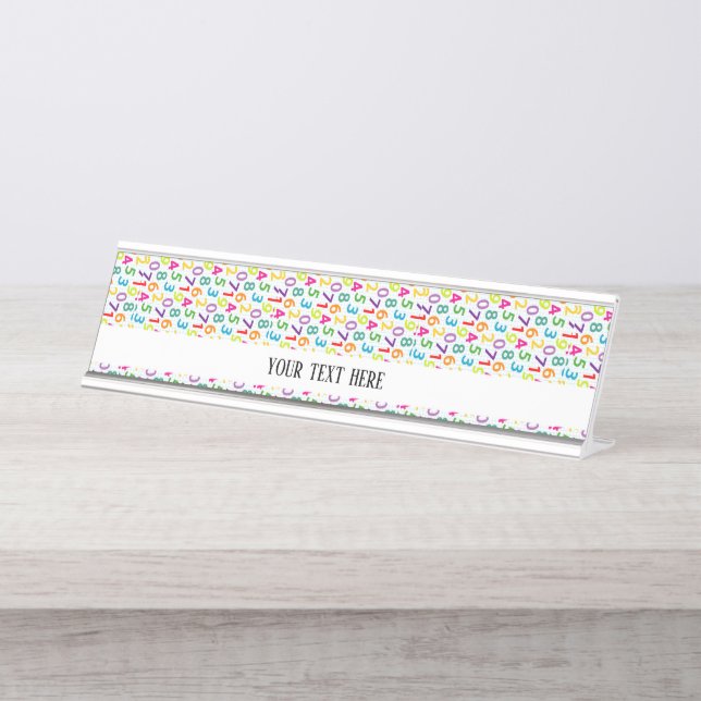 School Teacher Pattern Colourful Desk Name Plate (Front)