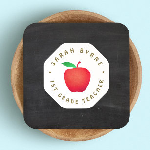 School Teacher Red Apple Chalkboard Business Card