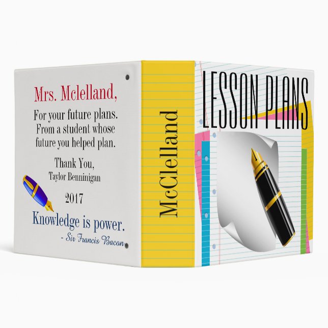 School Teacher Student Thank You Binder - See Back (Background)