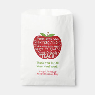 School Teacher Thank You Apple Teaching Quote Favour Bag