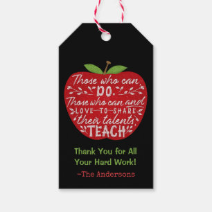 School Teacher Thank You   Apple Teaching Quote Gift Tags
