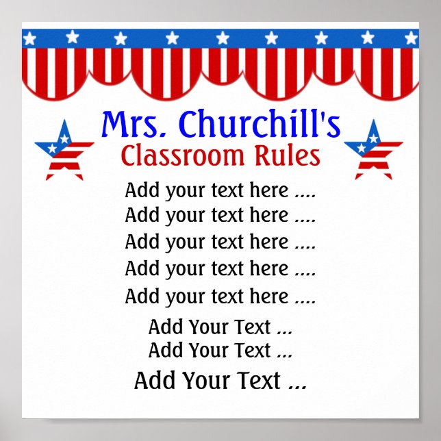 School Teacher's Classroom Rules by SRF Poster (Front)