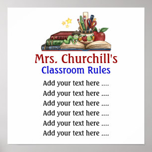 School Teacher's Classroom Rules Lg. by SRF Poster