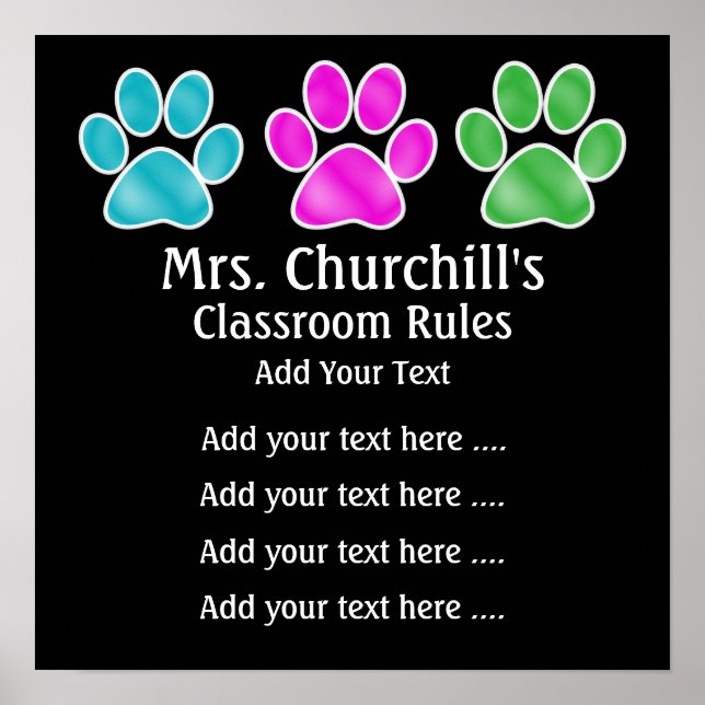 School Teacher's Classroom Rules - SRF Poster (Front)