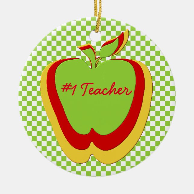 School Teacher's Colourful Apples Gift Ceramic Ornament (Front)