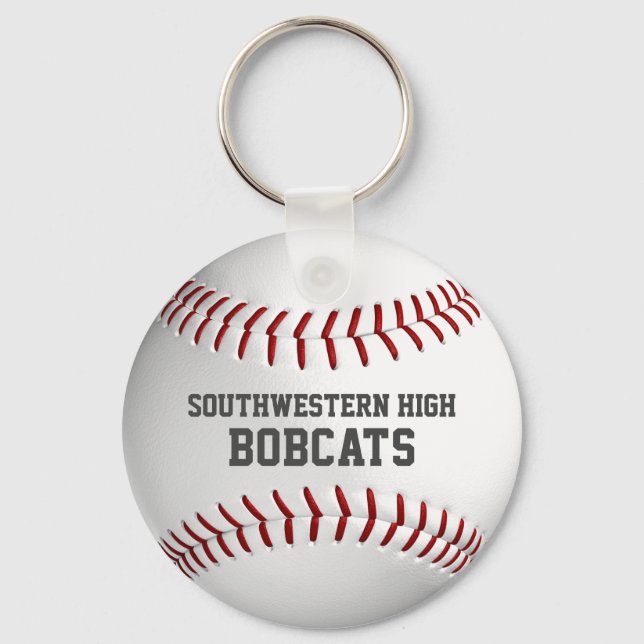 School team and player name simple baseball keychain (Front)