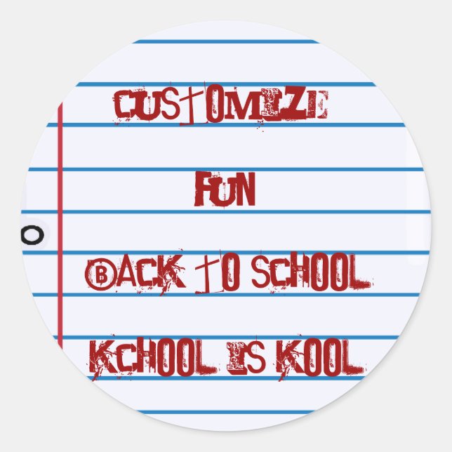 School Theme Notepaper Fun Stickers (Front)