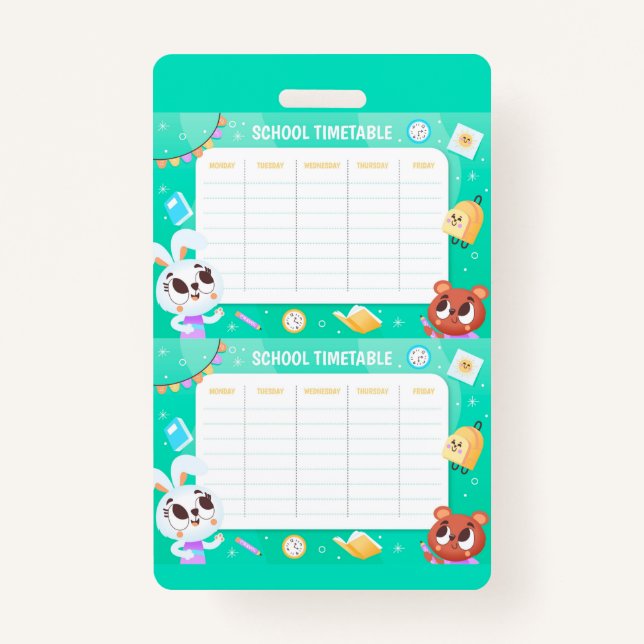 School timetable badge (Back)