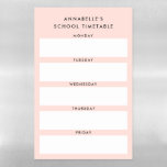 School Timetable | Blush Pink Modern Minimal Girls Magnetic Dry Erase Sheet<br><div class="desc">A blush pink school timetable template with modern typography which can be personalized with your child's name!</div>