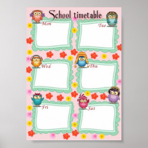 School timetable on poster