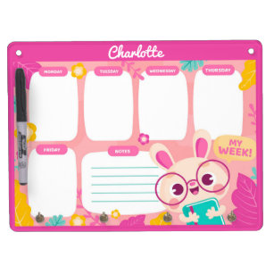 School Timetable Rabbit Dry Erase Board
