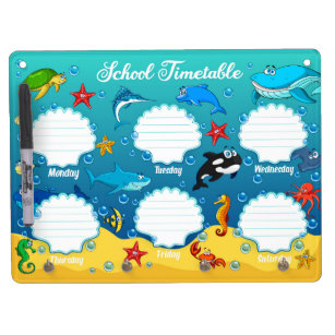School Timetable Sea Life Dry Erase Board