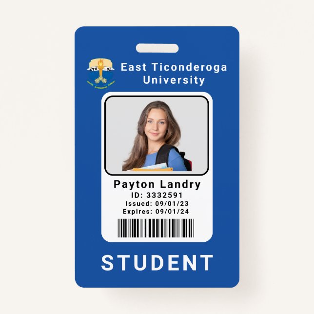 School University Student ID Badge Template Blue (Front)