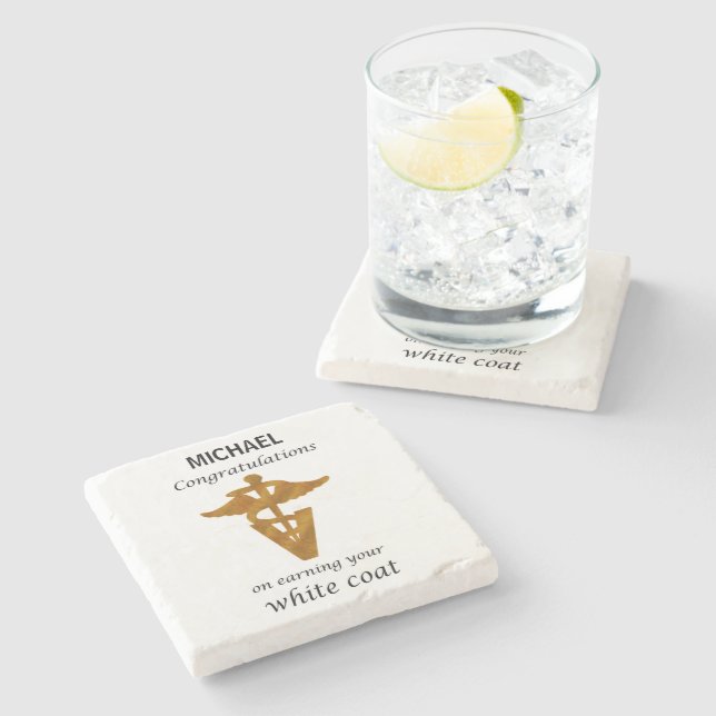 School Veterinary White Coat Ceremony Stone Coaster (Side)