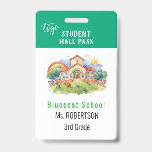School watercolour teacher or student pass badge