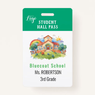 School watercolour teacher or student pass badge