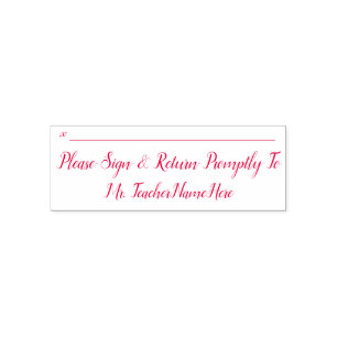 School Work Review & Teacher Name Rubber Stamp