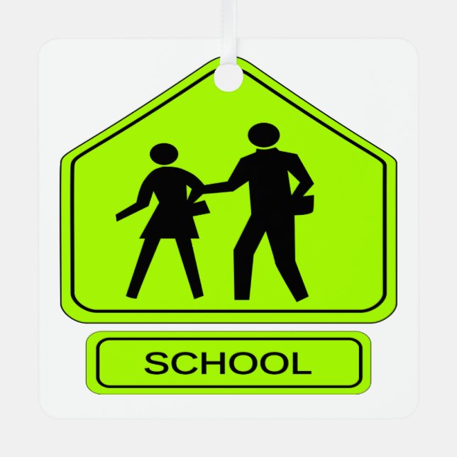 School Zone Metal Ornament (Front)