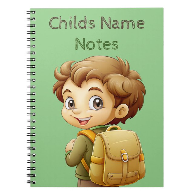 Schoolboy with backpack Notes  Notebook (Front)