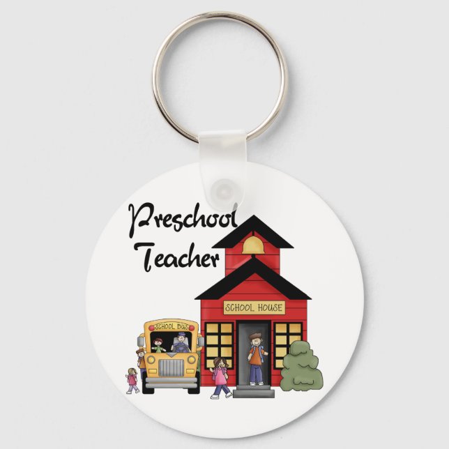 Schoolhouse Preschool Teacher Tshirts and Gifts Keychain (Front)