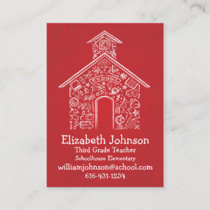 Schoolhouse Teachers Business Card RED