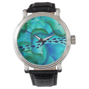 Schooling Fish Watercolor Watch
