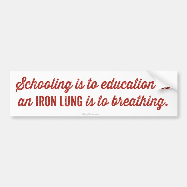 Schooling Is To Education Bumper Sticker (Front)