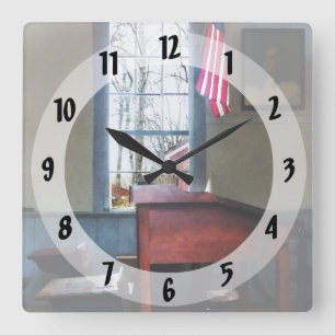 Schoolmaster's Desk Square Wall Clock