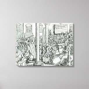 Schoolroom scene in Tudor times Canvas Print