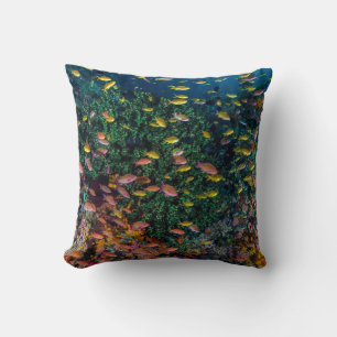 Schools of Fish Swim in Reef Throw Pillow
