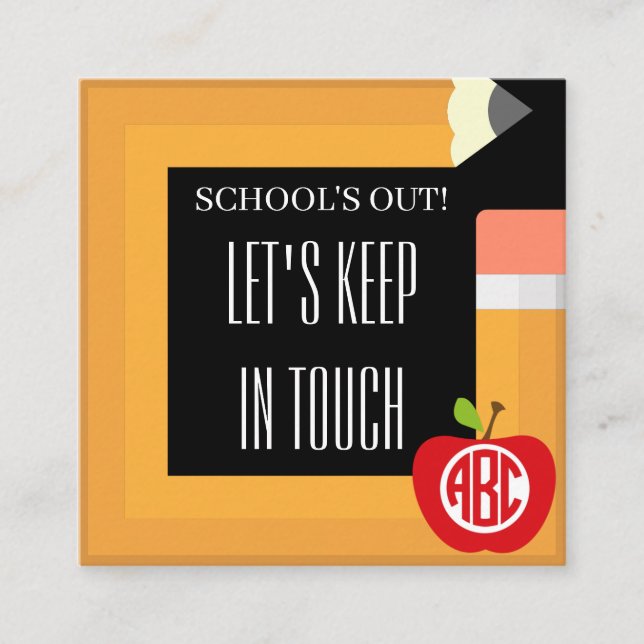 School's Out Child's Playdate Square Business Card (Front)