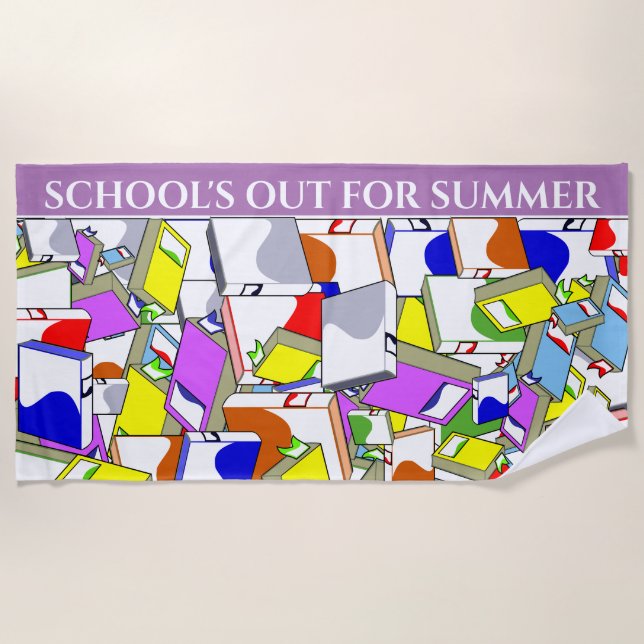 "SCHOOL'S OUT FOR SUMMER" beach towel. Beach Towel (Front)