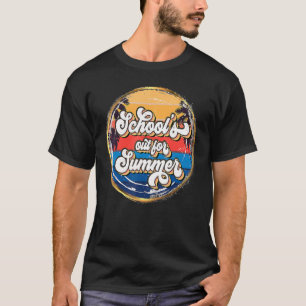 School's Out For Summer Retro Sunset Teacher Stude T-Shirt