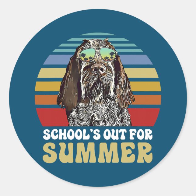 Schools Out for Summer Spinoni Italiani Dog Classic Round Sticker (Front)
