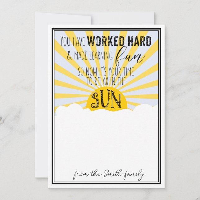 schools out for summer teacher gift CARDHOLDER Invitation (Front)