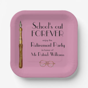 School's Out Forever Vintage Teachers Retirement  Paper Plate