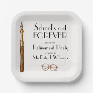 School's Out Forever Vintage Teachers Retirement Paper Plate