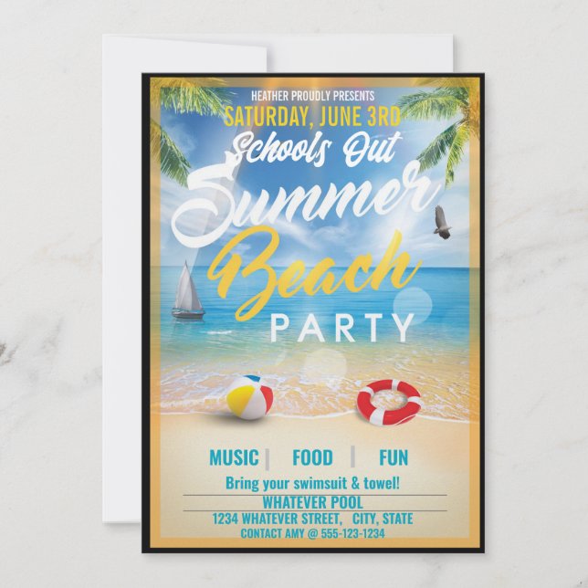 School's Out Summer Graduation Party Custom Invitation (Front)