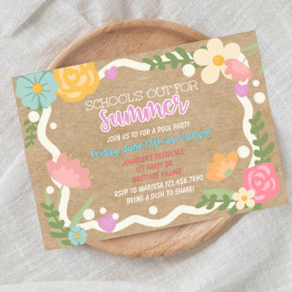 School's out, Summer party, Class party,  Invitation