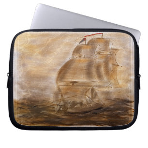 Schooner And Vintage Map Laptop Sleeve