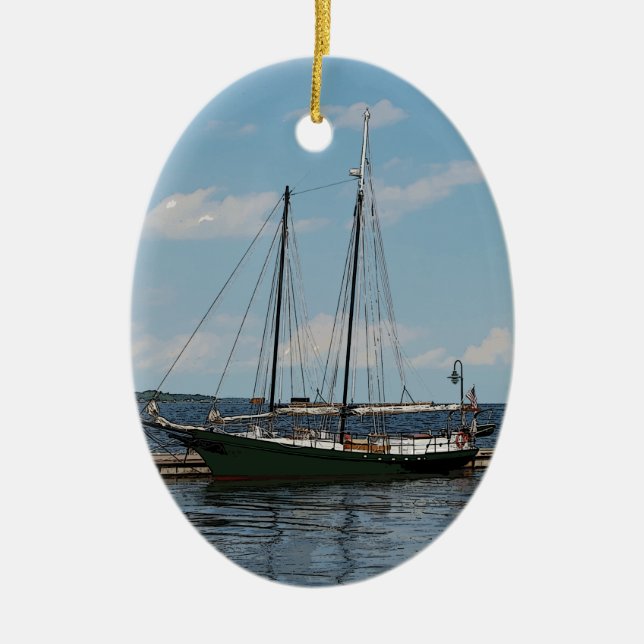 Schooner Ceramic Ornament (Front)