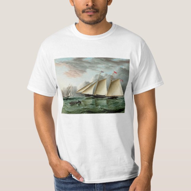 Schooner Mohawk off Sandy Hook Lighthouse T-Shirt (Front)