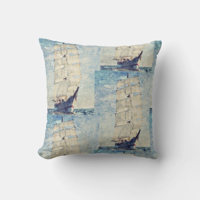 Schooner Throw Pillow (Front)