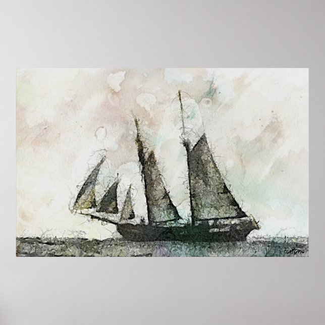Schooner - vintage art poster (Front)